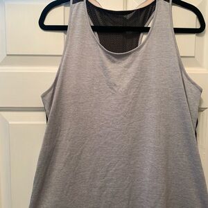 Ivanka Trump Light Gray Workout Tank Top with Black Mesh back.